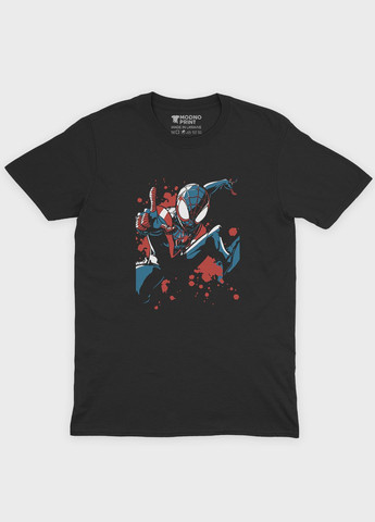 Чорна демісезонна футболка для дівчинки з принтом супергероя - людина-павук (ts001-1-gl-006-014-063-g) Modno