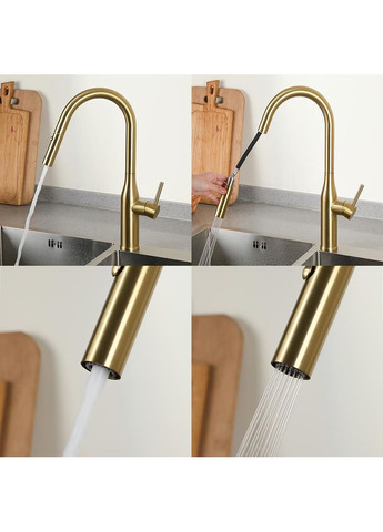 G4398-43 кухня одноваж. висувний вилив лат. Ø35 (сатин золотий) {8} GAPPO (371881943)