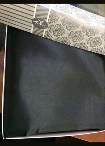 Атласна Чорна двоспальна постільна білизна та срібні наволочки 175х210см Moka textile (308071579)