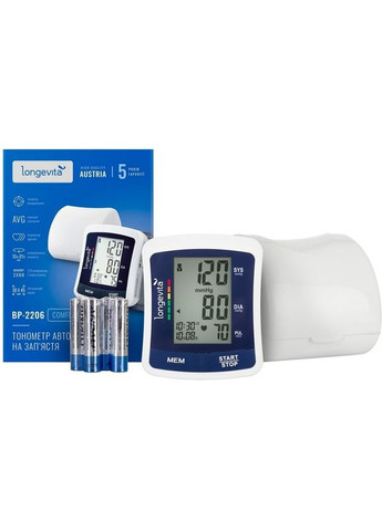 Автоматический тонометр ВР-2206 (на запястье) Longevita (372616818)
