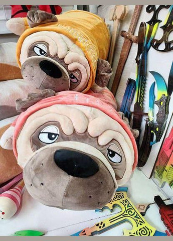 Мопс батон 70см жовтий, Велика М'яка Іграшка, 2 в 1 подушкаіграшка для сну, М'яка іграшка антистрес Fun Cat (303137188)