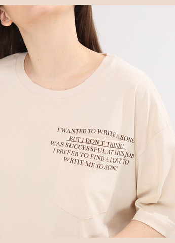 Футболка жіноча світло-бежева з написом Whitney Свободная - (332980414)