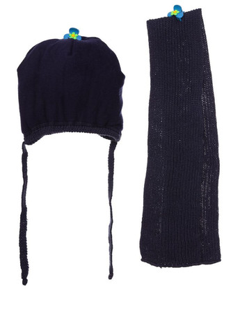 Шапка+шарф для хлопчика в'язка термоутеплювач на флісі Super Boy темно-синя 6м+ (50678) BABYKROHA (317042789)