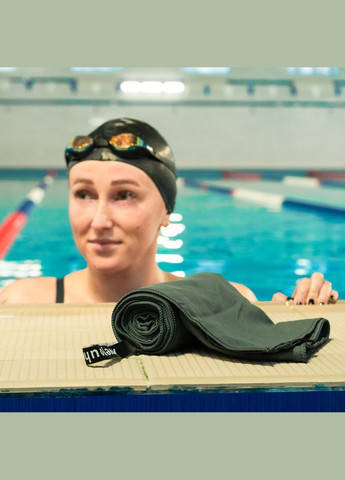 Дорожній спортивний рушник з мікрофібри з чохлом Зелений 80х180 Love You хакі