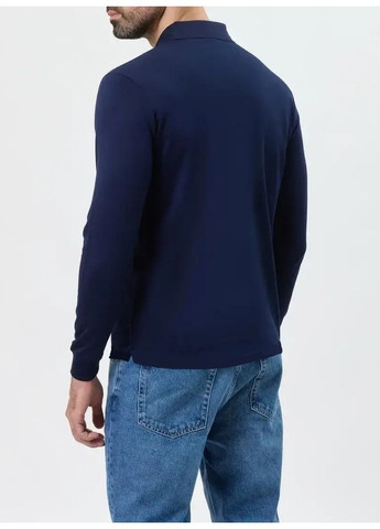 Темно-синяя футболка-поло мужское с длинным рукавом для мужчин Paul & Shark с логотипом