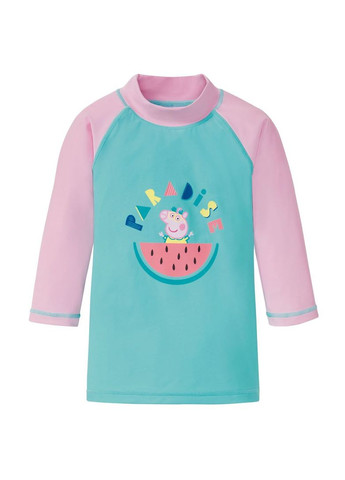 Бирюзовый футболка-лонгслив для купания с защитой upf 50 для девочки свинка пеппа 349001 Peppa Pig