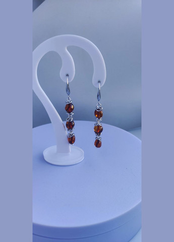 Серьги 2603 из натурального янтаря оттенок темная вишня MINOV (311310516)