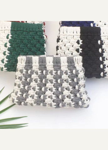 Набір макраме для рукоділля, для творчості та в'язання своїми руками гаманця 15.7х10см колір сірий з білим No Brand (338854787)