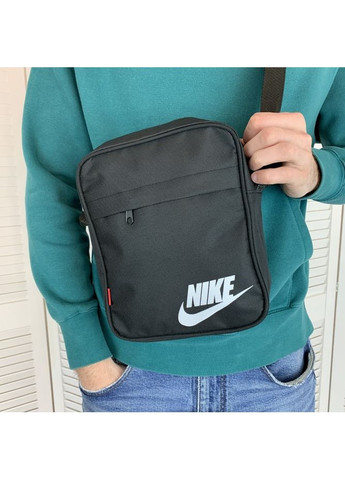 Сумка барсетка через плечо мужская Nike, вместительная на 3 отделения, черная Верховинка S131 (390038245)