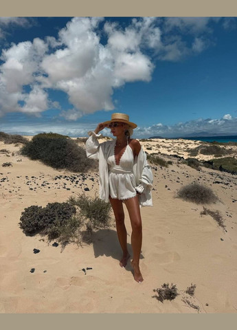 Жіночий костюм з льону сорочка та комбінезон MonCher (332164863)