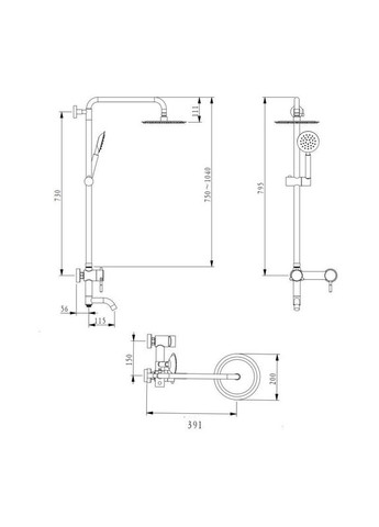 Душевая система универсальная Pure 1030 на три потребителя Nickel BRIPUR1030NKL Brinex (392915771)