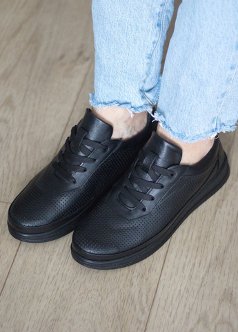 Zlett Кеды женские из натуральной кожи и перфорации черный з натуральная кожа, украина — лето (284664259)