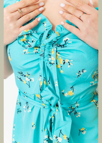 Бірюзова сукня софт з квітковим принтом, колір блакитний, Ager