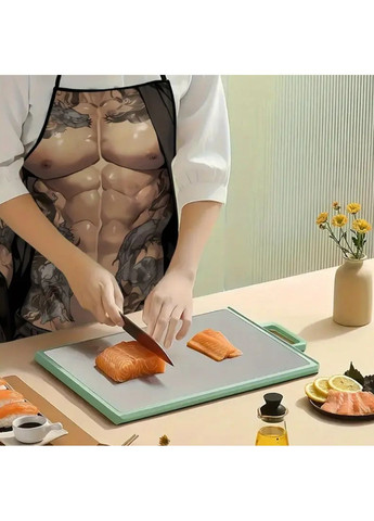 Фартух чоловічий прикольний Торс з тату 74 на 54 см різнобарвний Jannet Фартух (361893407)