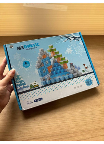Магнітний конструктор Minecraft 124 шт кубики на магнітах дитячий Майнкрафт Зимовий No Brand (363042282)