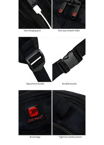 Универсальный городской рюкзак Justpack с USB зарядкой красный 32 x 19 x 50 см (8805) No Brand (380680134)
