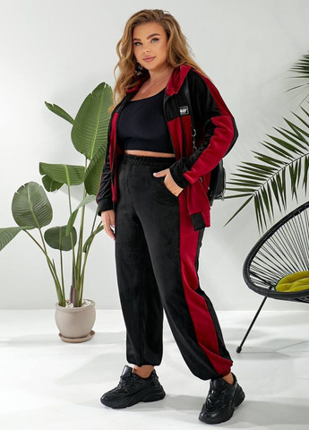 Вишуканий велюровий повсякденний демісезонний костюм двійка: кофта на блискавці з капюшоном + штани Tik-Tak (360899252)