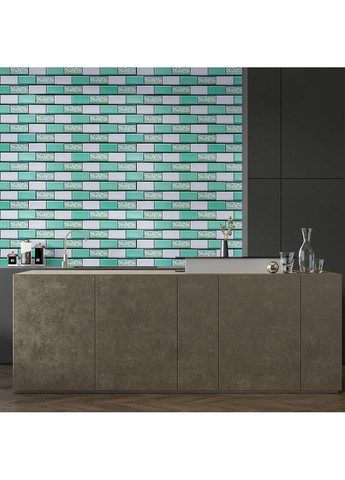 Декоративна ПВХ панель 960х480х4мм Цегла зелений орнамент SW-00001429 Sticker Wall (362095140)