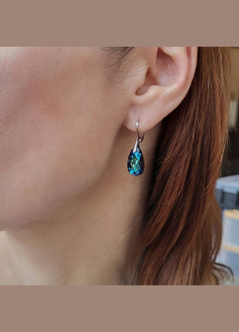 Срібні сережки Крапельки з камінням Сваровскі Срібло 925 проби Родоване 3.60 г 5000р No Brand (332996822)