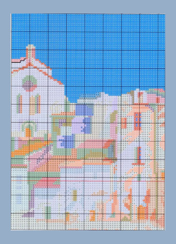 Набор для вышивания по нанесённой на канву схеме"Port of Algiers". AIDA 14CT printed 40*41 см Joy Sunday (313613115)