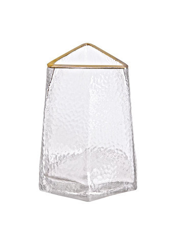 Ваза для цветов Goldland стеклянная 16 см прозрачная с золотым ободком HP-1709 Yiwu (351361342)