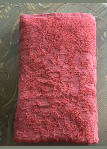 Катруся рушник махровий жакардовий квіти 50х90 квітковий рожевий виробництво - Україна