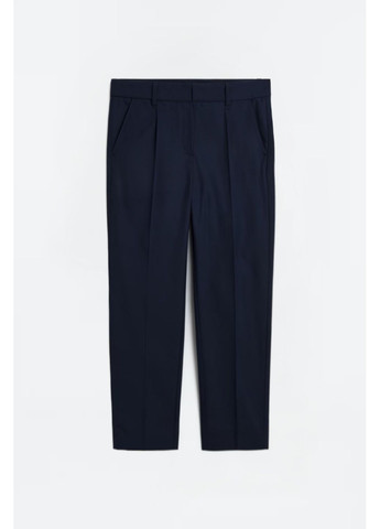 Темно-синие классические, кэжуал демисезонные брюки прямые H&M