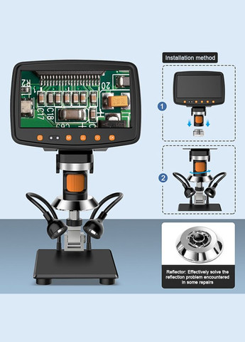 Мікроскоп цифровий з монітором HD 7" / кратність 1000X / пульт / підсвічування / фото / відео / для ремонту No Brand (322567704)
