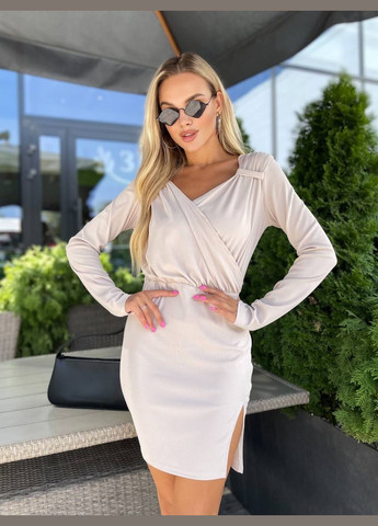 Бежева святковий жіноча сукня FINO Mode однотонна