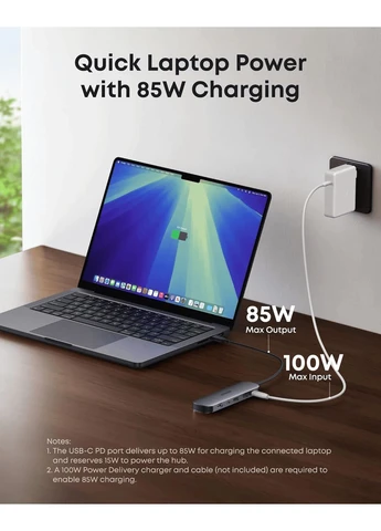 USB-хаб/Док-станция Anker Nano USB-C Hub 7-in-1, PD in 100W, 4K HDMI, 2xUSB-A, USB-C, SD (Черный) No Brand YUGDEL11 (402280376)