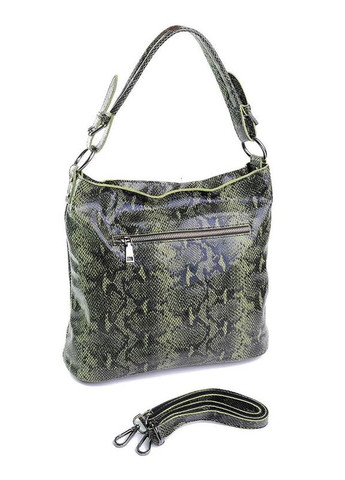 Сумка кожаная женская Шопер из натуральной кожи с фактурой рептилии функциональная Зеленая NIUNIU (322399566)