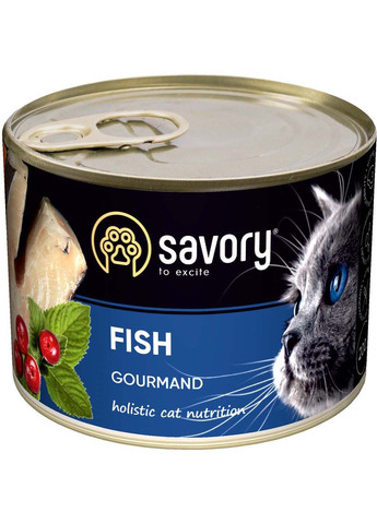 Влажный корм для котов с рыбой 200 г Savory (286472464)