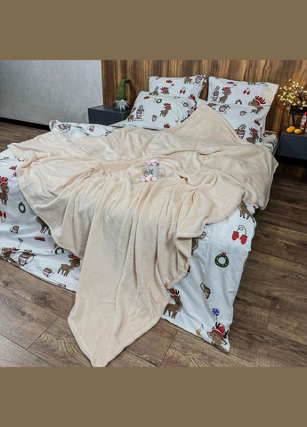 Плед микрофибра велсофт однотонный на диван полуторный 150х200 Беж (М-lel-001) No Brand (308754646)