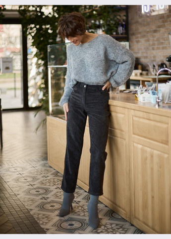 чёрные вельветовые брюки укороченного кроя Dressa (371915105)