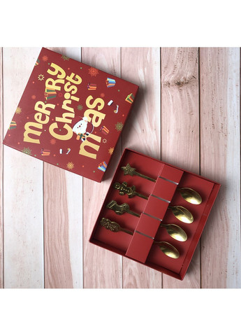 Новогодний подарочный набор с 4 ложками подарок столовые приборы (арт. 1701/1) No Brand (369962984)