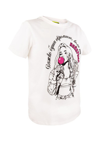 Футболка жен.кулир шампань с цветным принтом "Трудно быть скромной" (DTF) 4PROFI - (325488971)