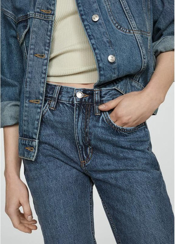 Темно-синие джинсы ровные прямые базовые Mango - (355268148)