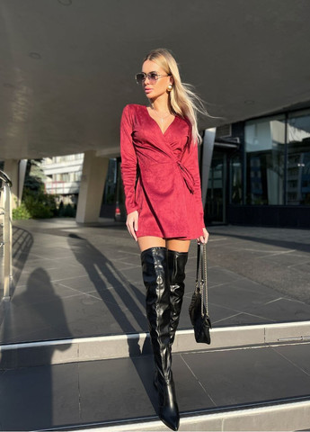 Комбінезон жіночий Гермес комбінезон-шорти однотонний бордовий повсякденний штучна замша