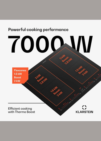 Индукционная плита Masterzone 60 Flex встроена в 4 гибкие зоны ThermoBoost макс. 9600 Вт Klarstein (338194810)