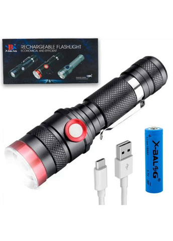 Фонарь ручной аккумуляторный BL-736-T6 1 режим фонарик противоударный с клипсой зумом 18650 X-Balog (297331254)