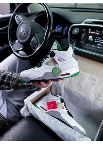 КРОССОВКИ ЖЕНСКИЕ NIKE AIR JORDAN 4 RETRO LUCID GREEN RASTA НАЙК АИР ДЖОРДАН No Brand серые демисезоны (367168724)