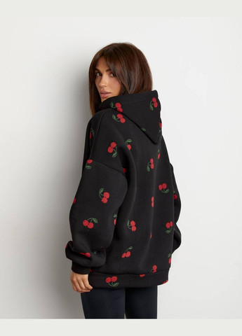 Женская кофта оверсайз с вишенками на флисе No Brand Р1540-711/2 (337718377)