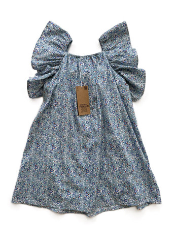 Голубое платье-сарафан хлопковый голубовато-белый 2000-3 (104 см) OVS (292395718)