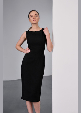 Чорна ділова чорна базова сукня довжини міді футляр Nai Lu-na by Anastasiia Ivanova однотонна