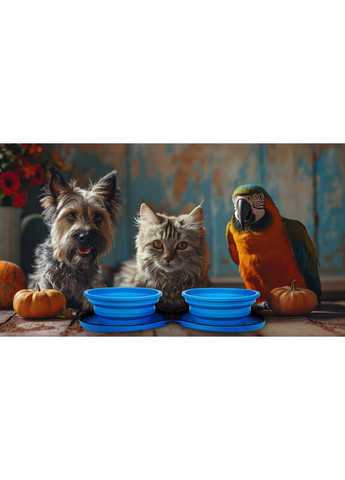 Силиконовая двойная миска с сумочкой, 2х700мл, голубая Ferplast (353688465)