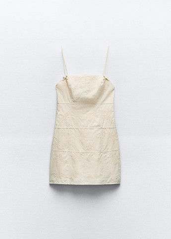 Молочное повседневный платье Zara с орнаментом