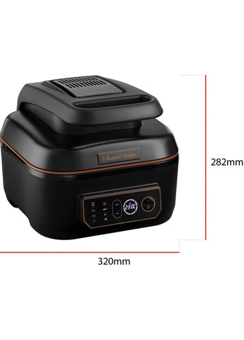 Мультипечь SatisFry Air&Grill, 1745Вт, чаша-5.5л, сенсорное управл., алюминий/пластик, черно-оранжевый Russell Hobbs (344558192)