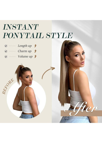 Хвост накладной каштаново-русый 60 см длинный, шиньон на липучке быстрое наращивание коричневый с мелированием No Brand (371644691)