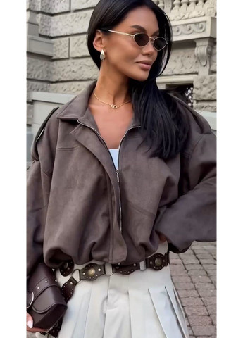 Женский укороченный бомбер свободного кроя MonCher на молнии (359380601)