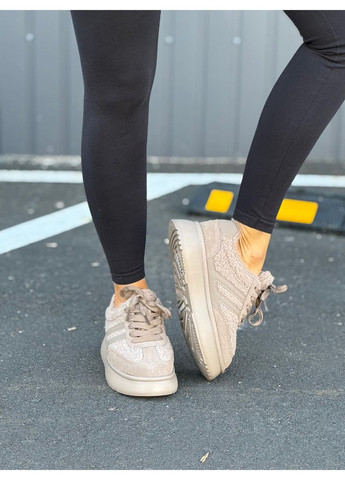 Женские кроссовки утеплённые натуральная замша бежевые нюд демисезонные зимние высокая подошва No Brand бежевые зима (366666075)